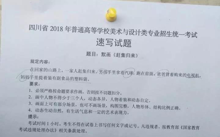 2018�q�四川省���术联考速写考试真题